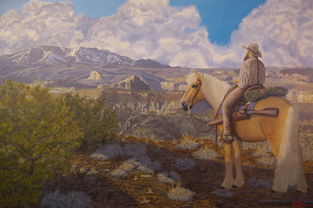"Dreams of the West" Original Oil Painting 48" x 32" on Oak Cradled Maple