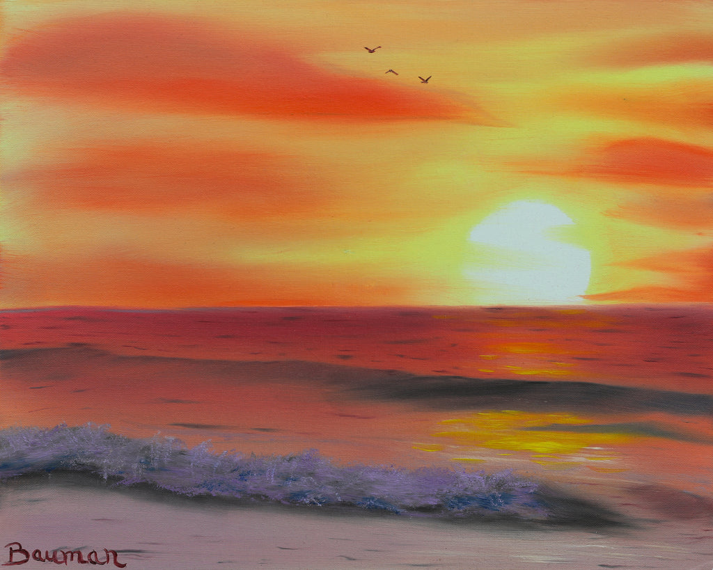 "Ocean Sunset" Original Oil Painting 20" x 16" on canvas panel