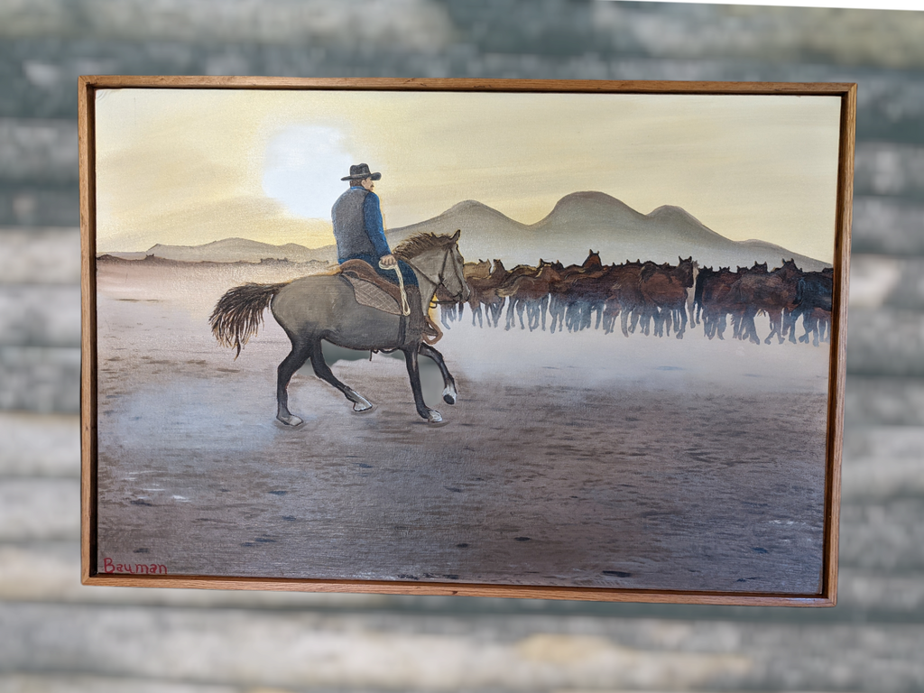 "Rounding Horses" Original Oil Painting 36" x 24"