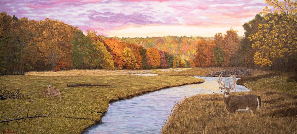Autumn Chase 44"x20" Oil on canvas, stretched on hand-made oak stretcher bars
