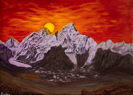 "Burning Sky Everest" Original Oil Painting 40" x 30"