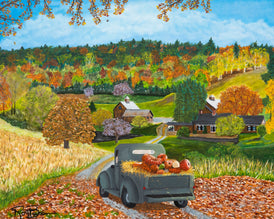 "Fall Harvest" Original Oil Painting 20" x 16" Framed.