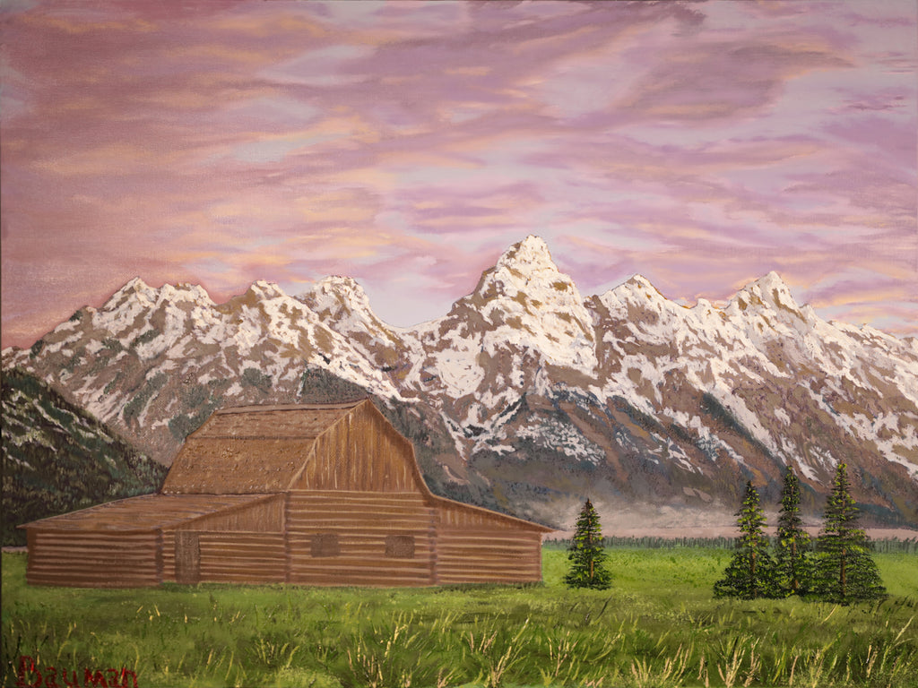 "Grand Teton Homestead" 24"x 18"  Original Oil Painting